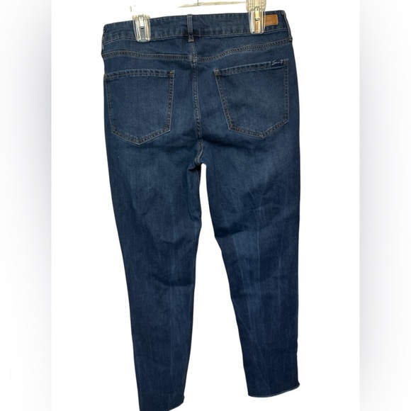 Seven 7 Weekend Slim Fit High Rise Dark Wash Raw Hem Denim Blue Jeans - Picture 2 of 7